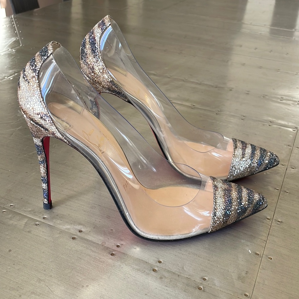 Christian Louboutin Glitter and Clear Pointed Heels